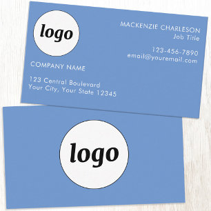 Simple Logo and Text Blue Business Card
