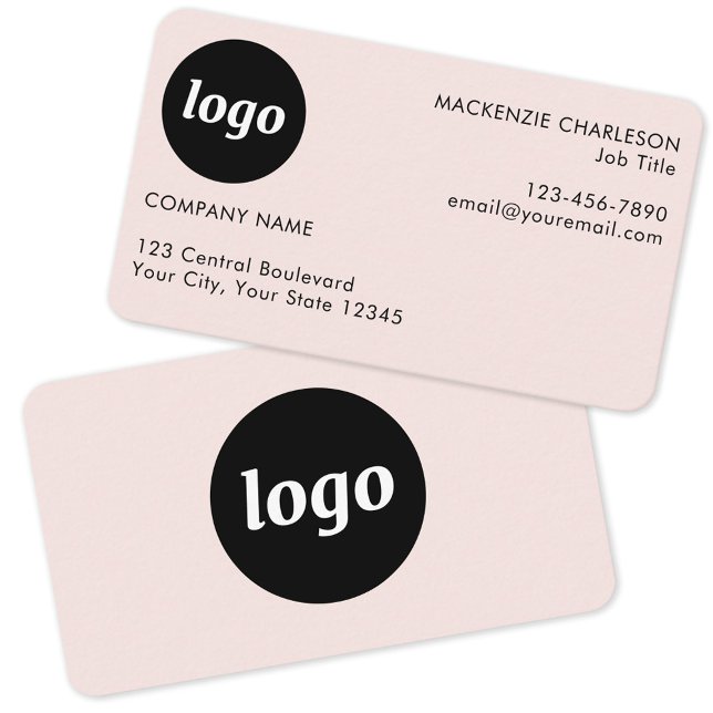 Simple Logo and Text Blush Pink Business Card (Logo and text custom professional minimalist blush pink business card)