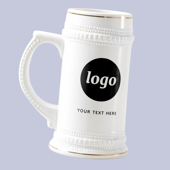 Simple Logo and Text Business Beer Stein (Simple logo with custom text business branding promotional beer stein)