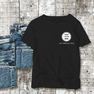 Simple Logo and Text Business Black T-Shirt