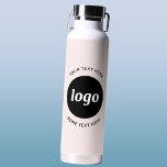 Simple Logo and Text Business Blush Pink Water Bottle<br><div class="desc">Simple logo and custom text design to foster brand loyalty and promote your small business.  Replace the logo with your own,  and change or delete the top and lower text to customize.  Perfect for promotional purposes and to give to employees,  customers and clients.</div>