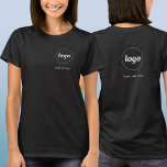 Simple Logo and Text Business Crest and Back T-Shirt<br><div class="desc">Simple logo and custom text business t-shirt with the same logo and text on the crest at the front, and at the back. Replace the logo and text with your own to customize. Wear them yourself, give them to your employees and co-workers to wear as a company uniform, sell them...</div>