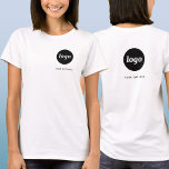 Simple Logo and Text Business Crest and Back T-Shirt<br><div class="desc">Simple logo and custom text business t-shirt with the same logo and text on the crest at the front, and at the back. Replace the logo and text with your own to customize. Wear them yourself, give them to your employees and co-workers to wear as a company uniform, sell them...</div>