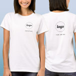 Simple Logo and Text Business Crest and Back T-Shirt<br><div class="desc">Simple logo and custom text business t-shirt with the same logo and text on the crest at the front, and at the back. Replace the logo and text with your own to customize. Wear them yourself, give them to your employees and co-workers to wear as a company uniform, sell them...</div>