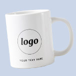 Simple Logo and Text Business Large Coffee Mug<br><div class="desc">Simple logo and custom text for your business. Replace the logo and text with your own to customize. Use them yourself, give them to your employees and co-workers, sell them to customers and clients or give them away as promotional material to inspire customer loyalty. Perfect for a corporate party, event...</div>