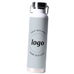 Simple Logo and Text Business Powder Blue Water Bottle<br><div class="desc">Simple logo and custom text design to foster brand loyalty and promote your small business.  Replace the logo with your own,  and change or delete the top and lower text to customize.  Perfect for promotional purposes and to give to employees,  customers and clients.</div>