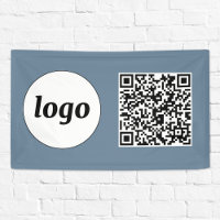 Simple Logo and Text Business QR Code Dusty Blue