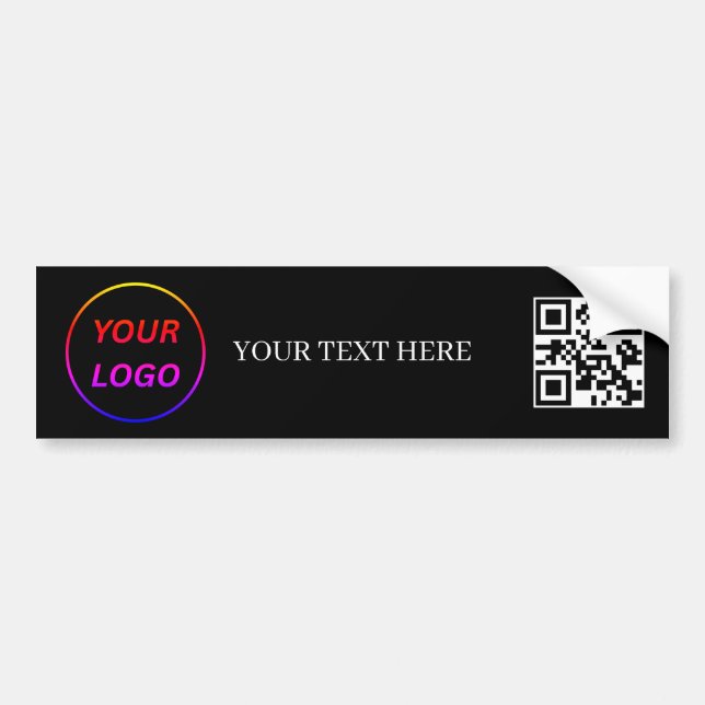 Simple Logo and Text Business QR Code Promotional  Bumper Sticker (Front)