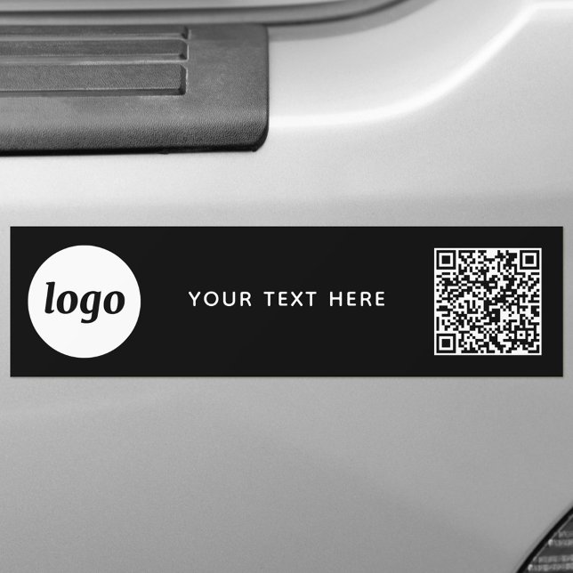 Simple Logo and Text Business QR Code Promotional Bumper Sticker (Logo QR code custom text business promotional car bumper sticker)