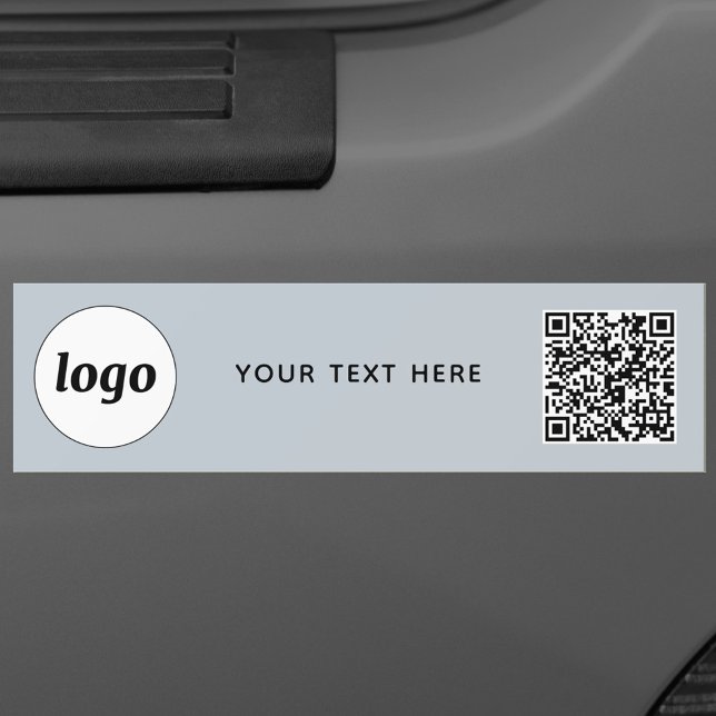 Simple Logo and Text Business QR Code Promotional Bumper Sticker (Powder blue logo with QR code and custom text promotional business car sticker)
