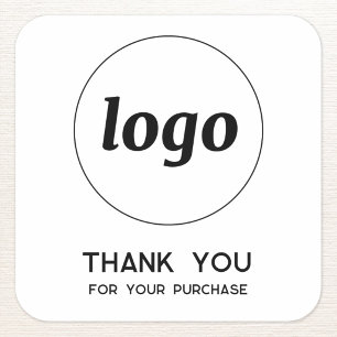 Simple Logo and Text Business Thank You Square Sticker
