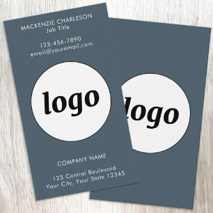 Simple Logo and Text Charcoal Gray Vertical Business Card