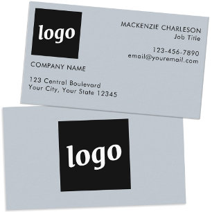Simple Logo and Text Dusty Powder Blue Business Card