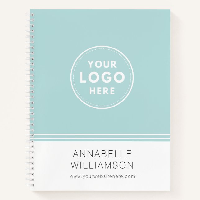 Simple Logo Aqua custom professional business Notebook (Front)