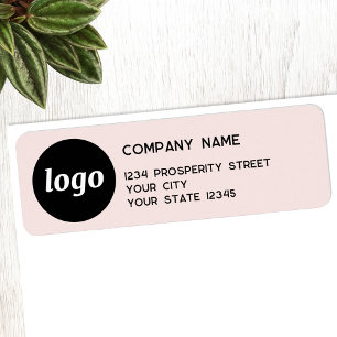 Simple Logo Blush Pink Company Return Address