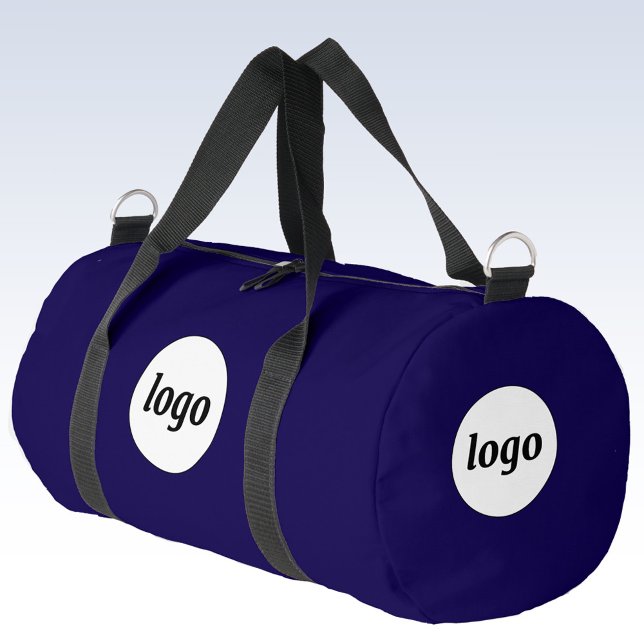 Simple Logo Branding Promotional Business Blue Duffle Bag (Simple logo business branding promotional duffel bag in navy blue)