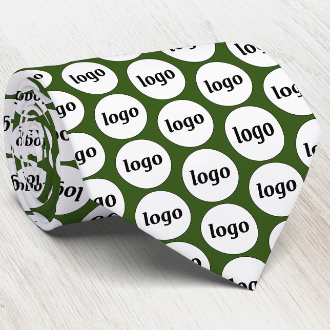 Simple Logo Business Forest Green Tie (Simple logo pattern business branding forest green neck tie)