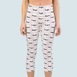 Simple Logo Business Pattern Blush Pink Capri Leggings<br><div class="desc">Simple logo pattern design to foster brand loyalty and promote your small business. Replace the logo with your own and change the background colour in the Design Tool to customize.</div>