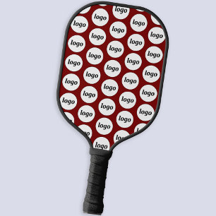 Simple Logo Business Pattern Burgundy Red Pickleball Paddle