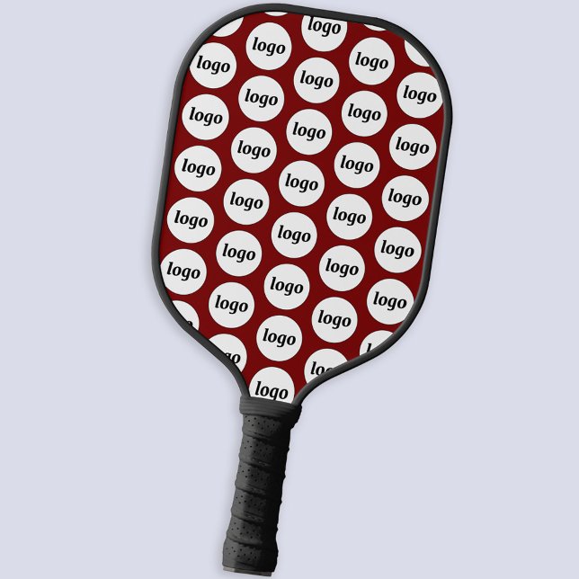 Simple Logo Business Pattern Burgundy Red Pickleball Paddle (Simple logo pattern business branding promotional pickleball paddle in dark burgundy red)
