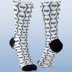 Simple Logo Business Pattern Dusty Blue Socks