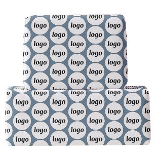 Simple Logo Business Pattern Dusty Blue Wrapping Paper