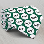 Simple Logo Business Pattern Forest Green Tie<br><div class="desc">Simple logo pattern design to foster brand loyalty and promote your small business.  Ideal as a uniform and for a trade show or corporate event. Replace the logo with your own and change the forest green background colour in the Design Tool to customize.</div>