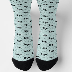 Simple Logo Business Pattern Light Green Socks