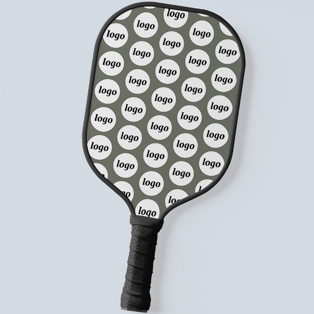 Simple Logo Business Pattern Sage Green Pickleball Paddle (Logo pattern code business promotional pickleball paddle)