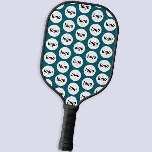 Simple Logo Business Pattern Teal Green Pickleball Paddle