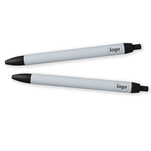 Simple Logo Business Promotional Blue Black Ink Pen (Logo business promotional dusty pastel powder blue pens)