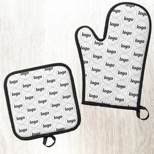 Simple Logo Business Promotional Pattern Oven Mitt & Pot Holder Set