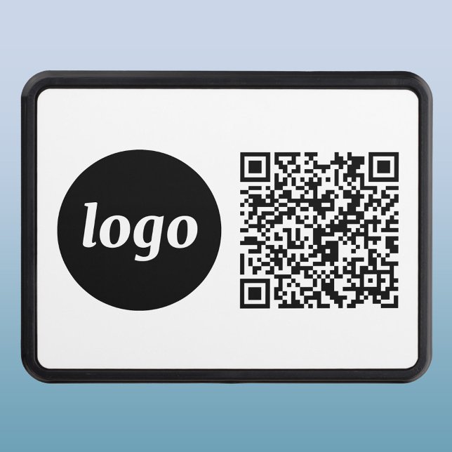 Simple Logo Business QR Code Trailer Hitch Cover (Logo with QR code business promotional trailer hitch cover)