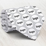 Simple Logo Business Silver Grey Neck Tie<br><div class="desc">Simple logo design to foster brand loyalty and promote your small business. Replace the logo with your own and change the background colour in the Design Tool to customize.</div>