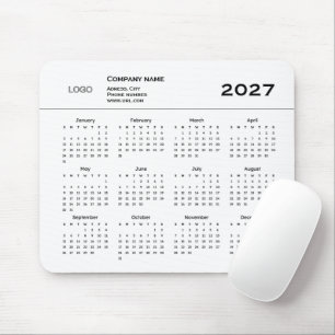Simple logo company 2027 url yearly white mouse pad