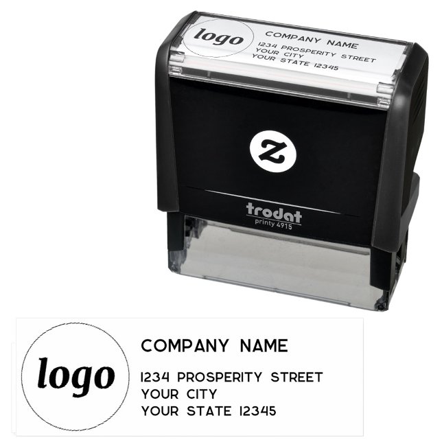 Simple Logo Company Return Address Self-inking Stamp (Simple logo with custom text business branding promotional self inking return address stamp)