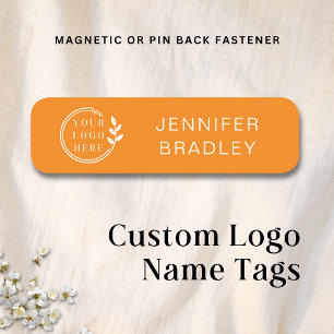 Simple Logo Custom Name Orange Corporate Business Tag