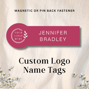 Simple Logo Custom Name Rose Red Corporate Name Tag