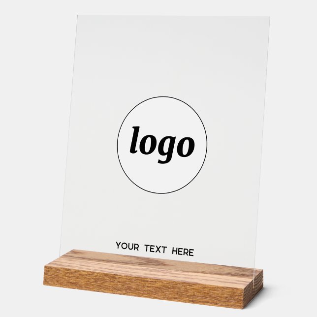 Simple Logo Custom Text Business Acrylic Sign (Simple logo with custom text business branding promotional clear acrylic sign)