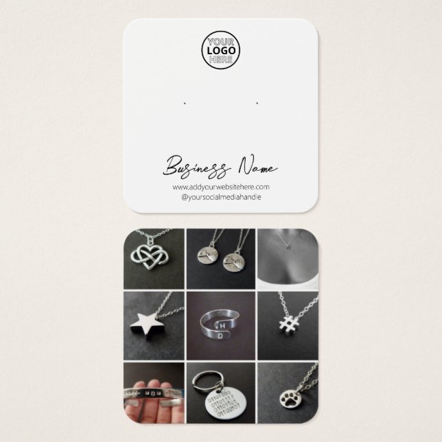 Simple Logo Jewellery Stud Earring Display Card (Front & Back)