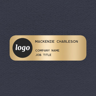 Simple Logo Minimalist Gold Effect Name Tag
