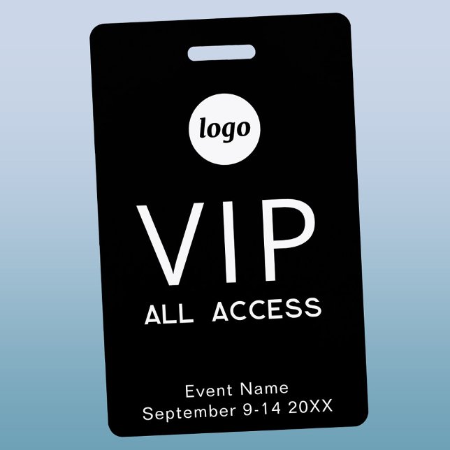 Simple Logo Minimalist VIP Event Badge (Simple logo custom text VIP all access pass black)
