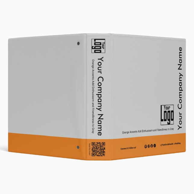 Simple Logo Motto Grey Black Orange Small Business Binder (Background)