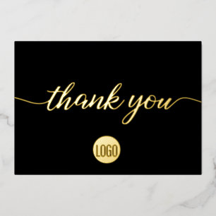 Simple logo noir personnalisé Carte de remerciemen