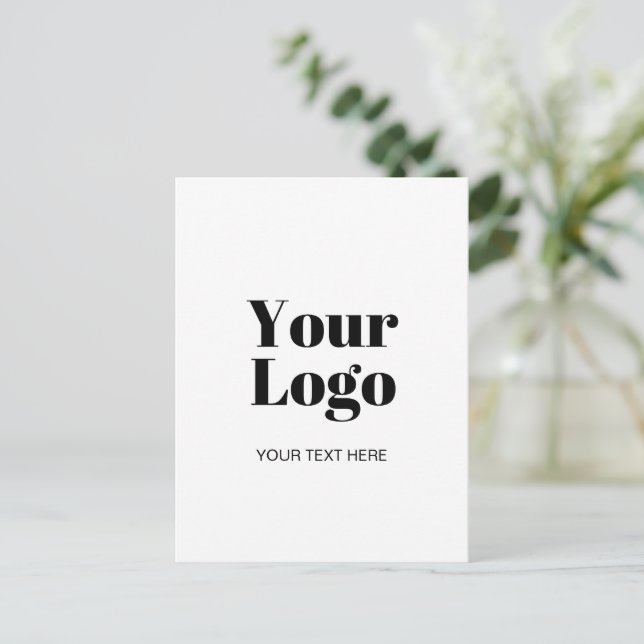 Simple Logo or Image Upload Template & Custom Text Postcard (Standing Front)