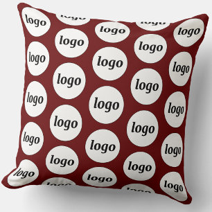 Simple Logo Pattern Burgundy Throw Pillow