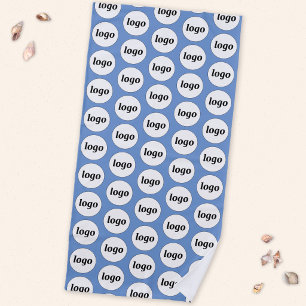 Simple Logo Pattern Business Promotional Blue Beach Towel