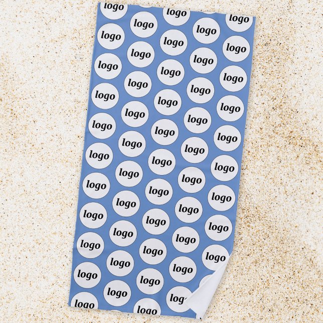 Simple Logo Pattern Business Promotional Blue Beach Towel (Logo pattern business promotional branding blue beach towel)