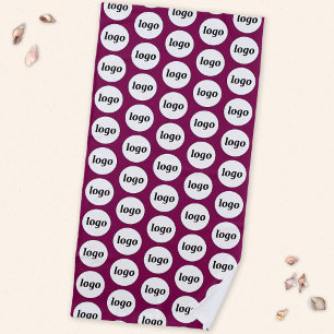 Simple Logo Pattern Business Promotional Magenta Beach Towel