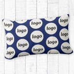 Simple Logo Pattern Business Promotional Navy Blue Lumbar Pillow<br><div class="desc">Simple minimalist logo design to foster brand loyalty and promote your small business. Replace the logo with your own and change the background colour in the Design Tool to customize. Use them in your business, hotel, cafe, restaurant, office or store front, or sell or give them away to your customers...</div>